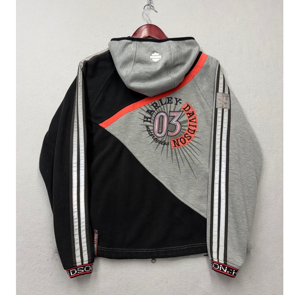 Harley-Davidson Hoodie Women XL Grey Black Full Zip Reflective 97464-15VW Y2K